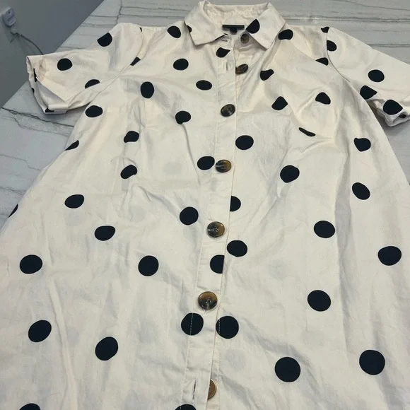 Who What Wear Black & Cream Polka Dot Button Down Dress - Picture 2 of 5